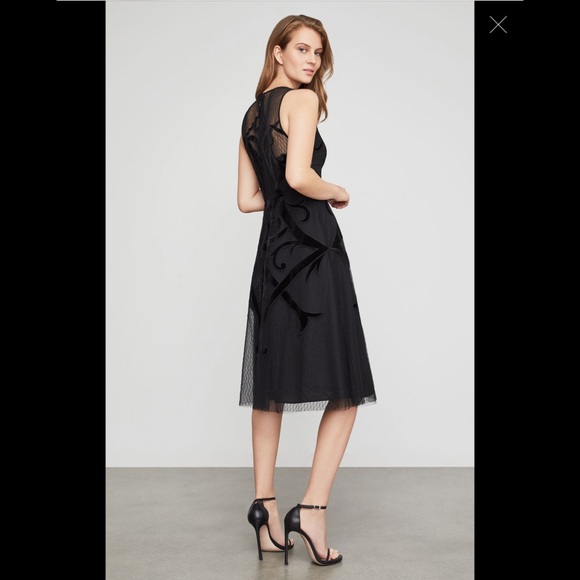 BCBGMAXAZRIA Black Velvet Appliqué Dress - Picture 4 of 7